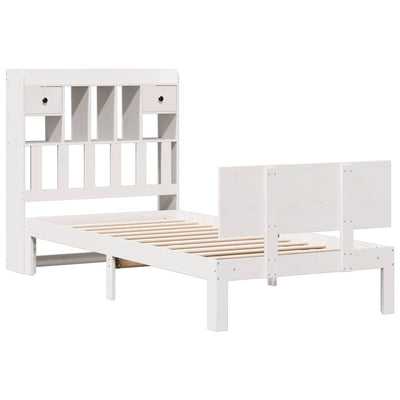 Sänky kirjahyllyllä ei patjaa valkoinen 75x190 cm täysi mänty