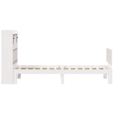 Sänky kirjahyllyllä ei patjaa valkoinen 75x190 cm täysi mänty