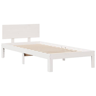 Sänky kirjahyllyllä ei patjaa valkoinen 75x190 cm täysi mänty