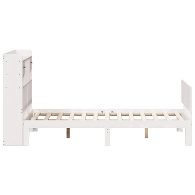 Sänky kirjahyllyllä ei patjaa valkoinen 135x190 cm täysi mänty