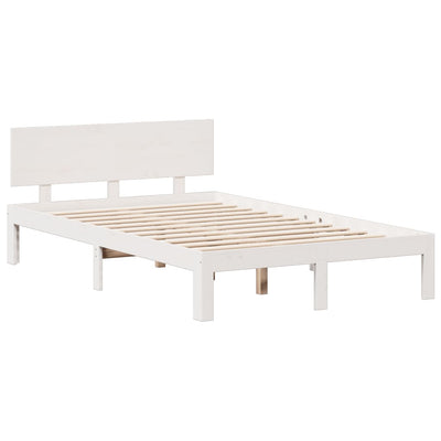 Sänky kirjahyllyllä ei patjaa valkoinen 135x190 cm täysi mänty