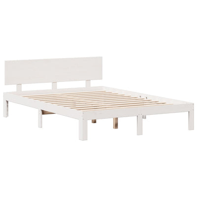 Sänky kirjahyllyllä ei patjaa valkoinen 140x190 cm täysi mänty