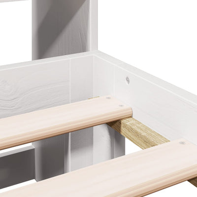 Valkoinen sänky kirjahyllyllä ei patjaa Nicky 140x200cm (mänty)