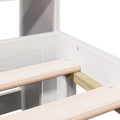 Valkoinen sänky kirjahyllyllä ei patjaa Nicky 150x200cm (mänty)