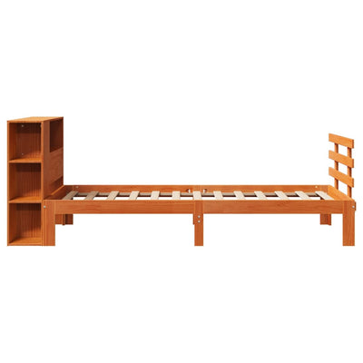 Sänky/kirjahylly ilman patjaa vahanruskea 75x190 cm täysi mänty