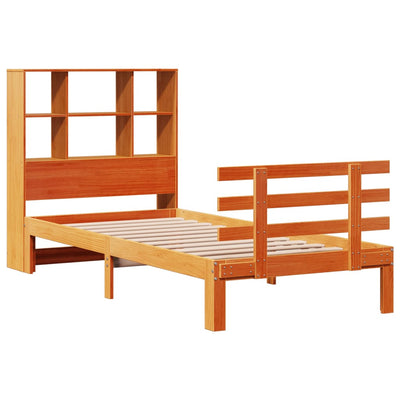 Sänky/kirjahylly ilman patjaa vahanruskea 75x190 cm täysi mänty