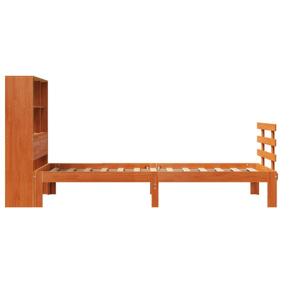 Sänky/kirjahylly ilman patjaa vahanruskea 75x190 cm täysi mänty