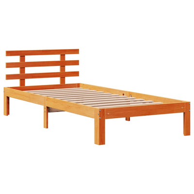 Sänky/kirjahylly ilman patjaa vahanruskea 75x190 cm täysi mänty