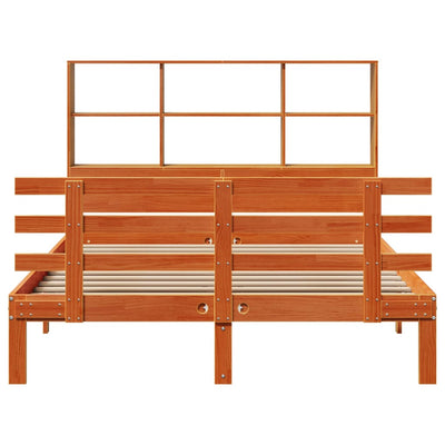 Vahanruskea sänky/kirjahylly ei patjaa Shigeo 120x190cm (mänty)