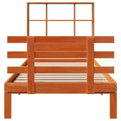 Vahanruskea sänky/kirjahylly ei patjaa Shigeo 100x200cm (mänty)