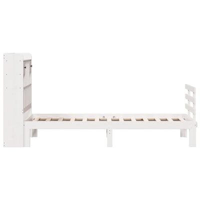 Sänky kirjahyllyllä ei patjaa valkoinen 75x190 cm täysi mänty