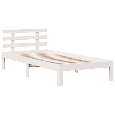 Sänky kirjahyllyllä ei patjaa valkoinen 75x190 cm täysi mänty