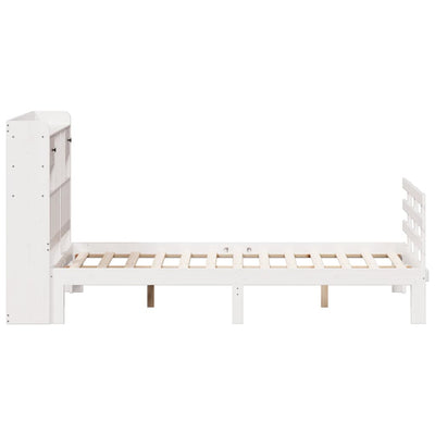 Sänky kirjahyllyllä ei patjaa valkoinen 135x190 cm täysi mänty