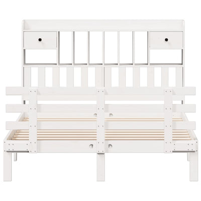 Valkoinen sänky kirjahyllyllä ei patjaa Krakovszki 140x190cm (mänty)