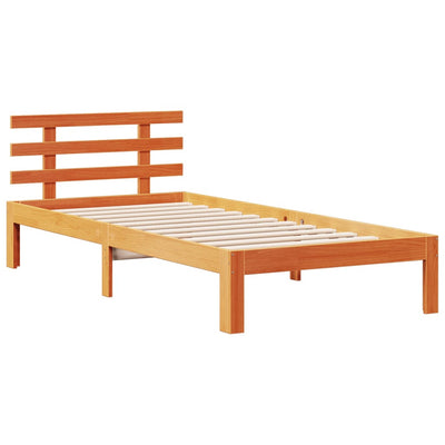 Sänky/kirjahylly ilman patjaa vahanruskea 75x190 cm täysi mänty