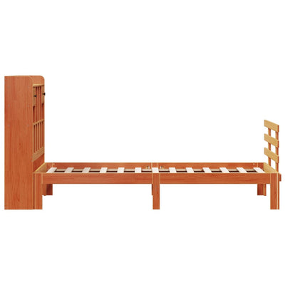 Sänky/kirjahylly ei patjaa vahanruskea 100x200 cm täysi mänty