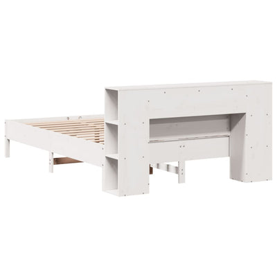 Valkoinen sänky kirjahyllyllä ei patjaa Vargilia 150x200cm (mänty)