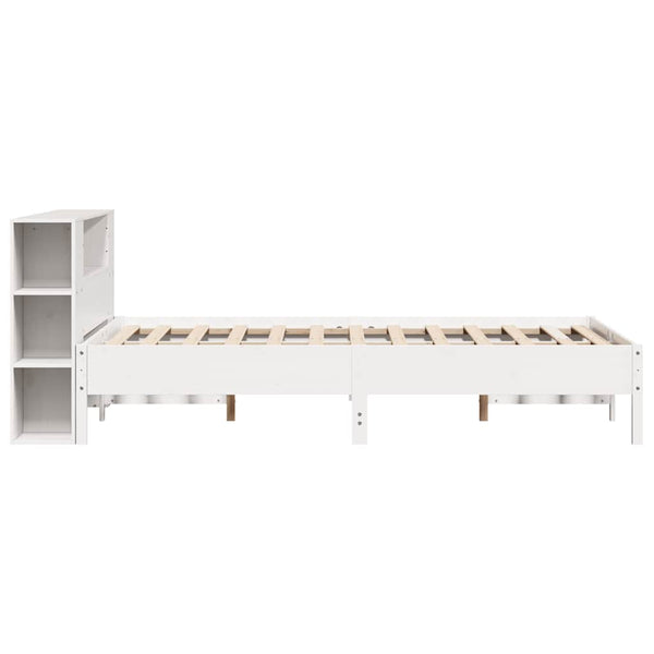 Sänky kirjahyllyllä ei patjaa valkoinen 140x190 cm täysi mänty