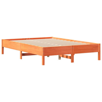 Sänky kirjahyllyllä ei patjaa vahanrusk. 135x190 cm täysi mänty