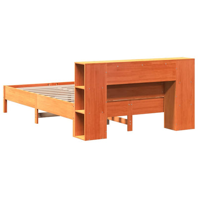 Sänky/kirjahylly ei patjaa vahanruskea 120x190 cm täysi mänty