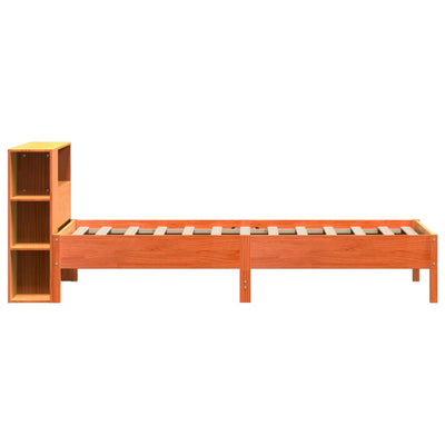 Sänky/kirjahylly ei patjaa vahanruskea 100x200 cm täysi mänty