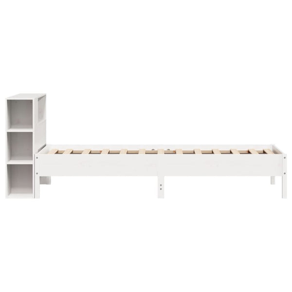 Sänky kirjahyllyllä ei patjaa valkoinen 75x190 cm täysi mänty