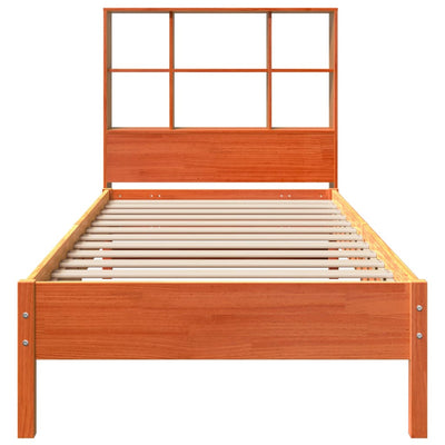 Sänky/kirjahylly ilman patjaa vahanruskea 90x190 cm täysi mänty