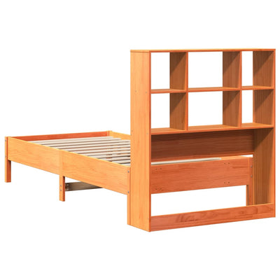 Sänky/kirjahylly ilman patjaa vahanruskea 90x190 cm täysi mänty