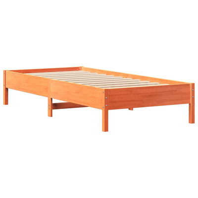 Sänky/kirjahylly ilman patjaa vahanruskea 90x190 cm täysi mänty