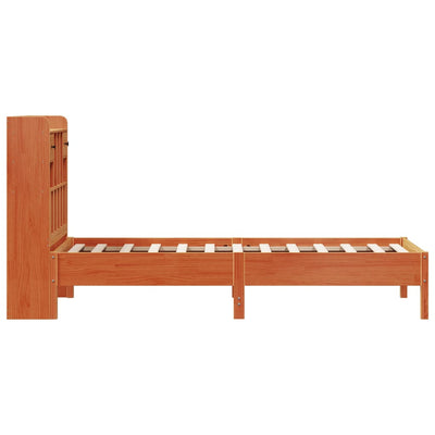Sänky/kirjahylly ei patjaa vahanruskea 100x200 cm täysi mänty