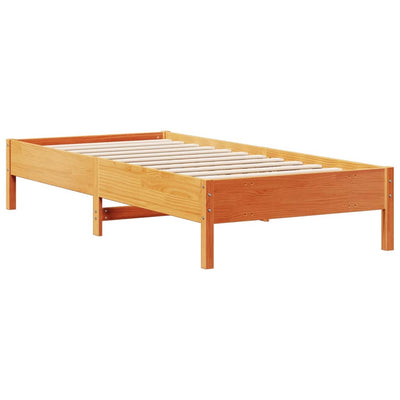 Sänky/kirjahylly ei patjaa vahanruskea 100x200 cm täysi mänty