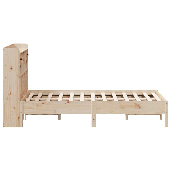 Sänky kirjahyllyllä ilman patjaa 135x190 cm täysi mänty