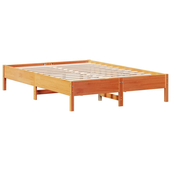 Sänky kirjahyllyllä ei patjaa vahanrusk. 135x190 cm täysi mänty
