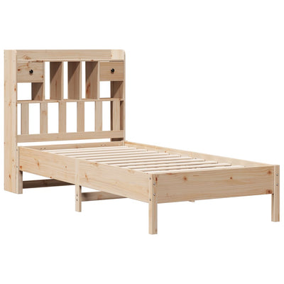 Sänky kirjahyllyllä ilman patjaa 75x190 cm täysi mänty