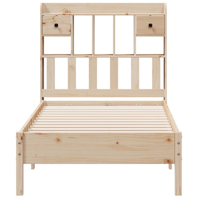 Sänky kirjahyllyllä ilman patjaa 75x190 cm täysi mänty