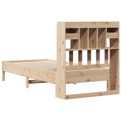 Sänky kirjahyllyllä ilman patjaa 75x190 cm täysi mänty