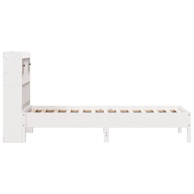 Sänky kirjahyllyllä ei patjaa valkoinen 75x190 cm täysi mänty