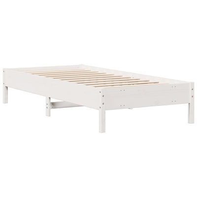 Sänky kirjahyllyllä ei patjaa valkoinen 75x190 cm täysi mänty