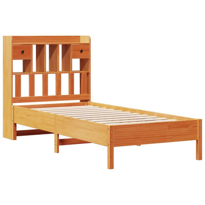Sänky/kirjahylly ilman patjaa vahanruskea 75x190 cm täysi mänty