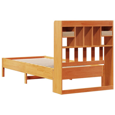 Sänky/kirjahylly ilman patjaa vahanruskea 75x190 cm täysi mänty
