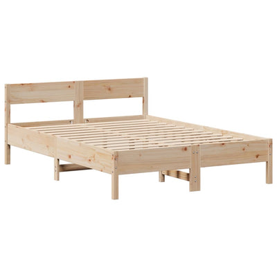 Sänky kirjahyllyllä ilman patjaa 135x190 cm täysi mänty