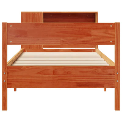 Sänky/kirjahylly ilman patjaa vahanruskea 75x190 cm täysi mänty