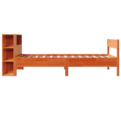 Sänky/kirjahylly ilman patjaa vahanruskea 75x190 cm täysi mänty