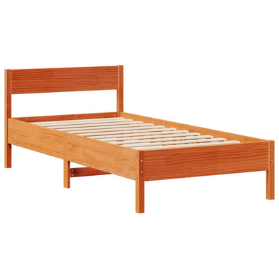 Sänky/kirjahylly ilman patjaa vahanruskea 75x190 cm täysi mänty