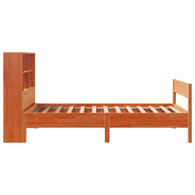 Sänky/kirjahylly ilman patjaa vahanruskea 90x200 cm täysi mänty