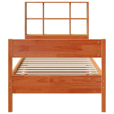 Sänky/kirjahylly ilman patjaa vahanruskea 75x190 cm täysi mänty
