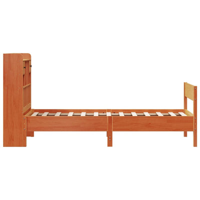 Sänky/kirjahylly ei patjaa vahanruskea 100x200 cm täysi mänty