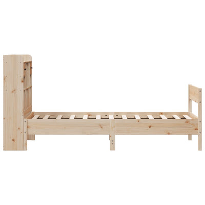 Sänky kirjahyllyllä ilman patjaa 90x200 cm täysi mänty
