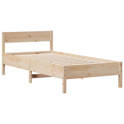 Sänky kirjahyllyllä ilman patjaa 90x200 cm täysi mänty