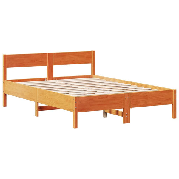Sänky kirjahyllyllä ei patjaa vahanrusk. 135x190 cm täysi mänty